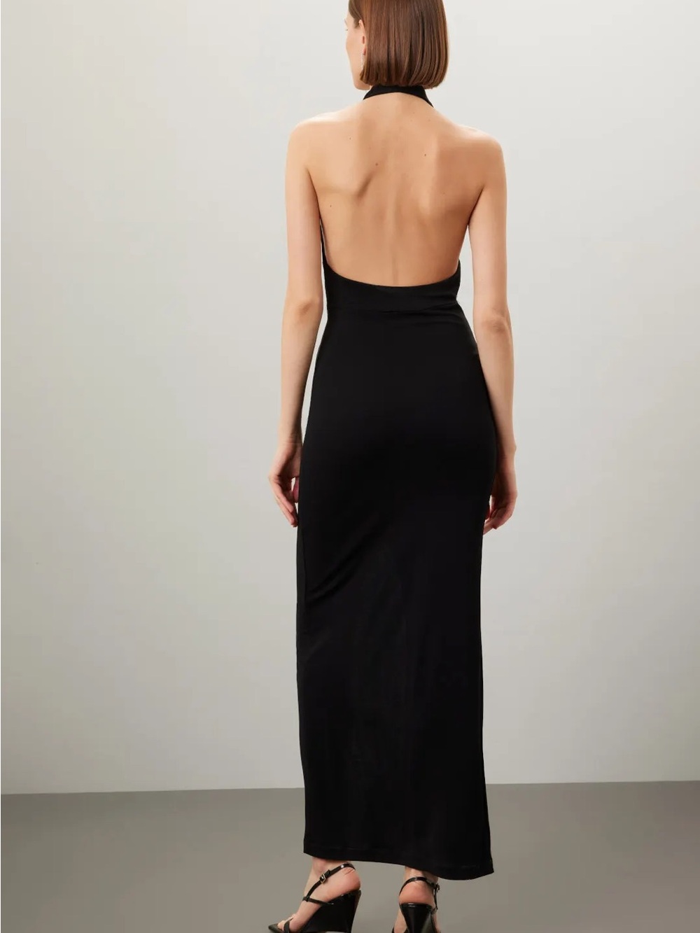 IRO Black Halter Ruched Maxi Dress with Front Slit - Picture 2 of 9